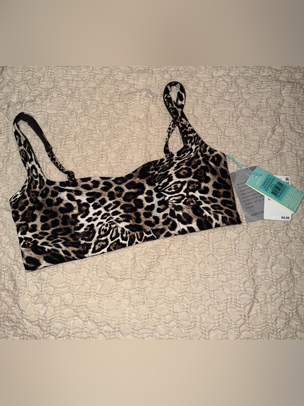 Leopard-Print Bikini Top in Brown/Black - Wireless Bralette Style